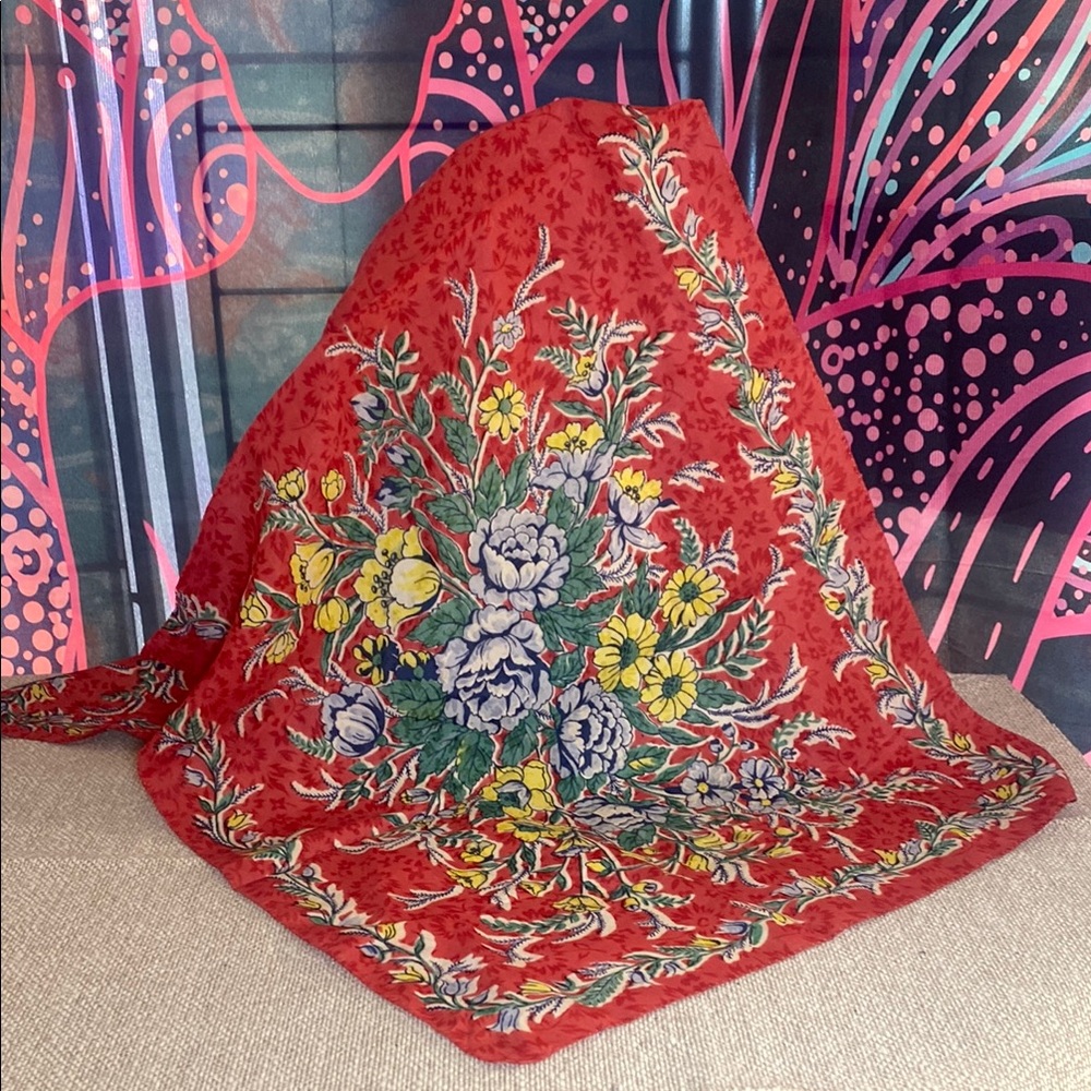 Red Floral Scarf